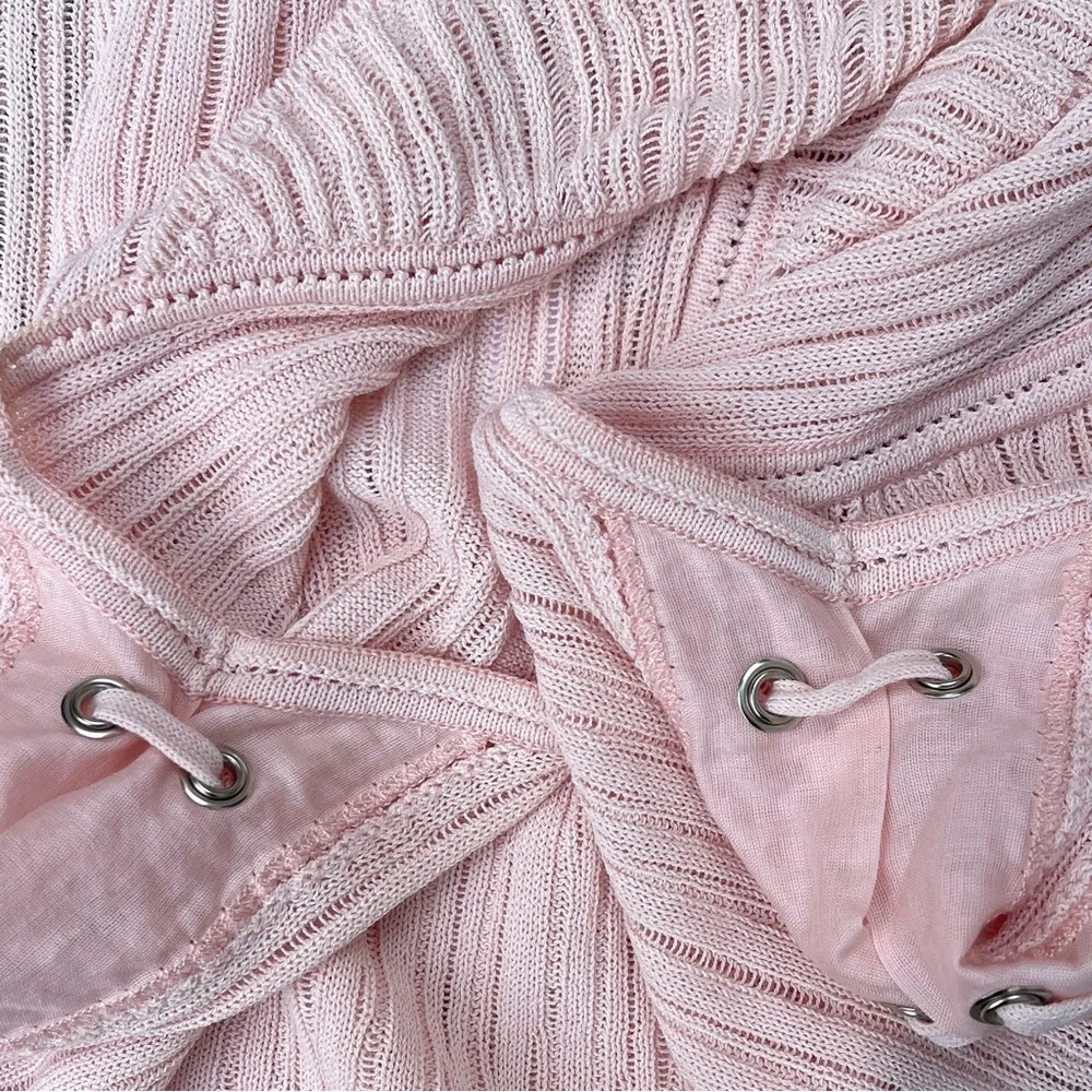 CHANEL Pink Flutter Sleeve Lightweight Knit Top